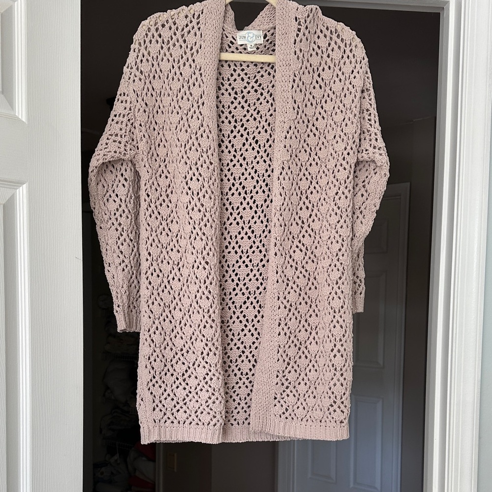 Women's Pink Open Knit Sweater